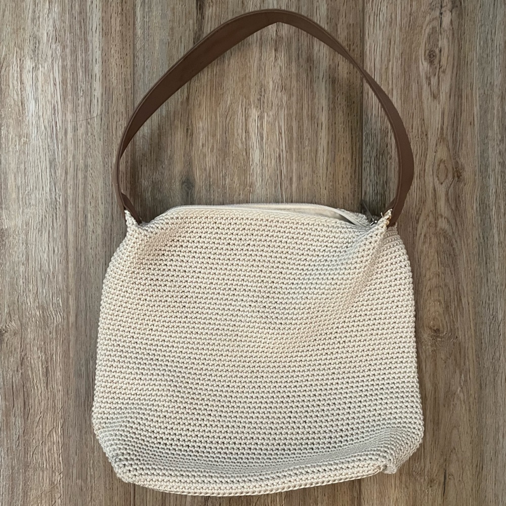 Cream Woven Sak Top-Handle Bag